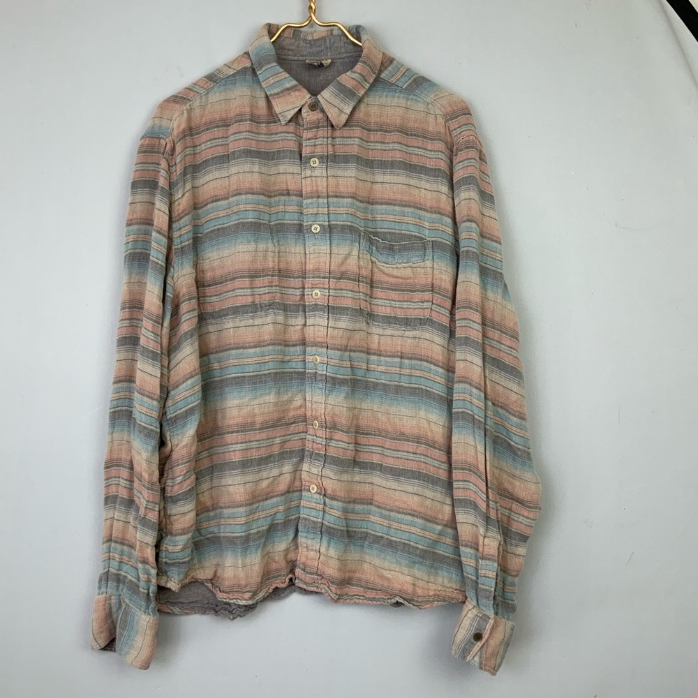 Faherty Mens XL Belmar Reversible Southwest Striped Flannel Button Down Shirt